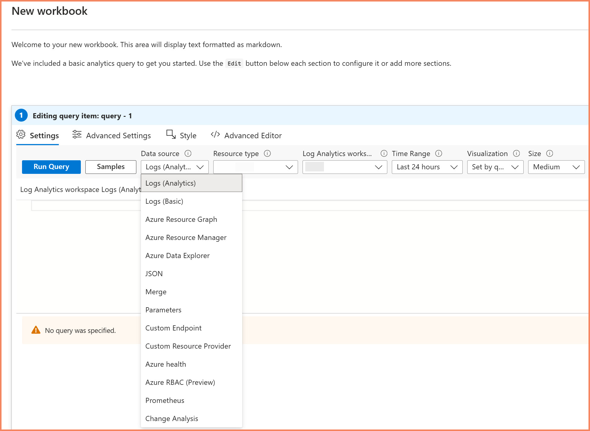 Azure Workbook Data Source Connectors