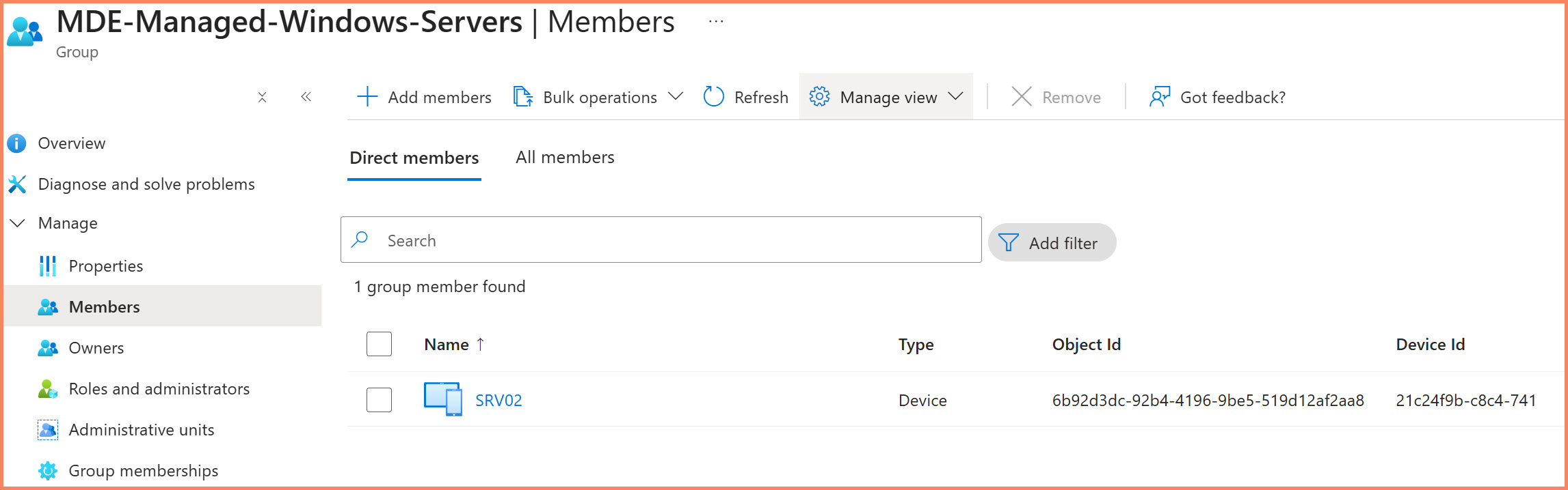 Dynamic security group in Entra ID populated with MDE-managed devices using managementType filter