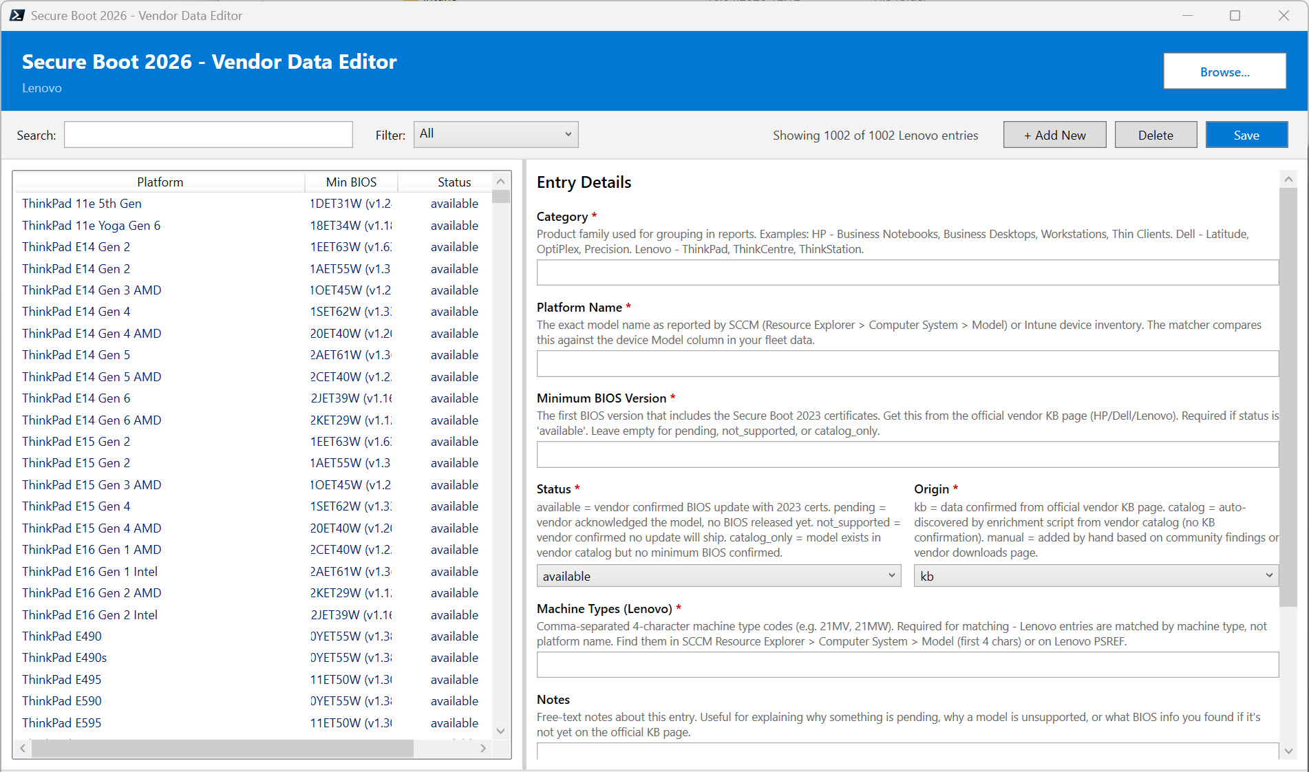Secure Boot Vendor Data Editor